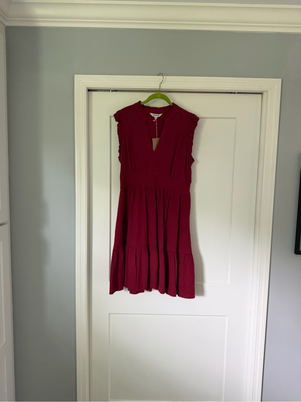 Boden Sleeveless Ruffle-Trim Dress in Raspberry - Picture 2 of 8